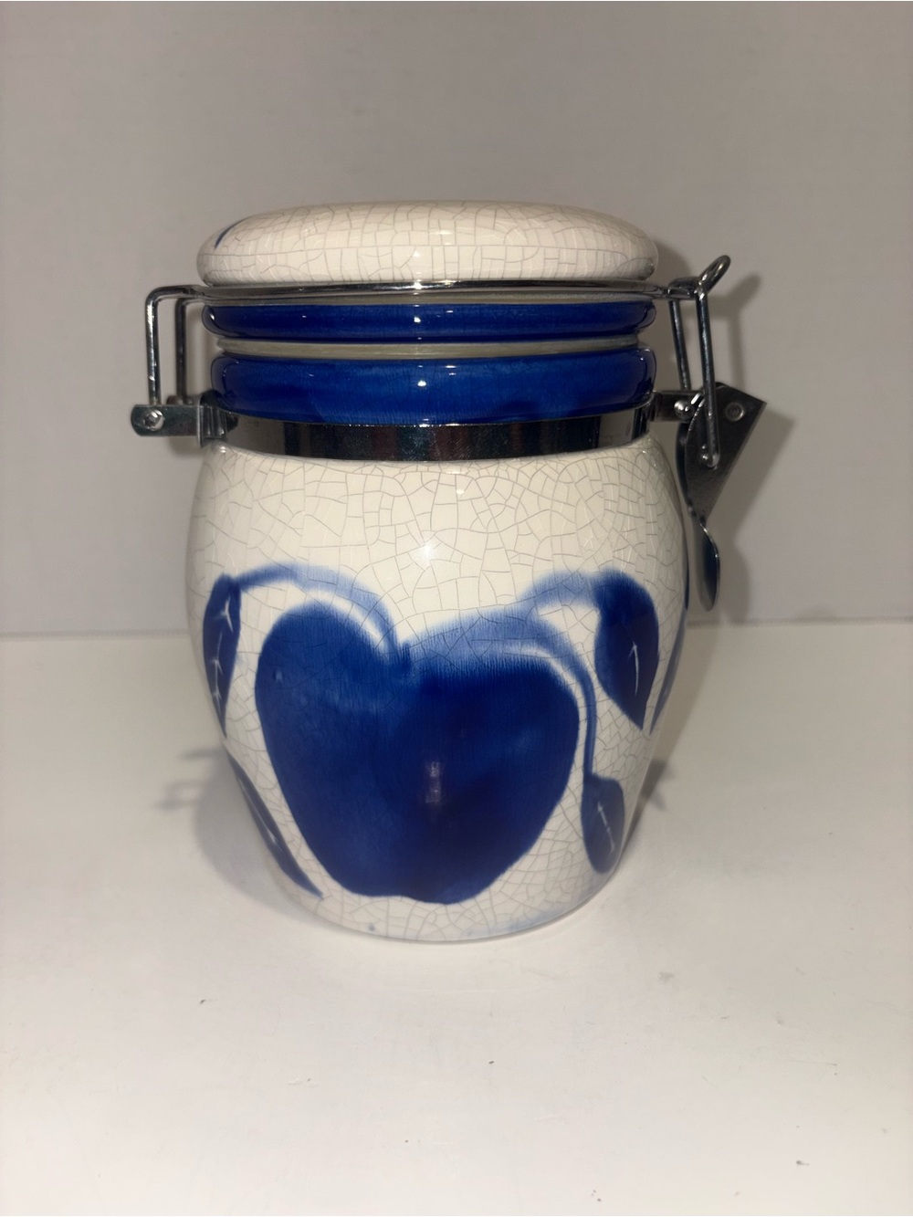 Blue Heart Ceramic Storage Jar by Design Pac - Vintage